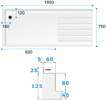 Dimensions for Chaffinch low level shower trays