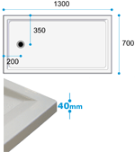 Falcon 1300x700 Low Level Shower Tray