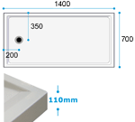 Prinia 1400 Step in shower tray