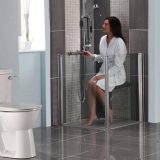 corner easy access shower with half height screen