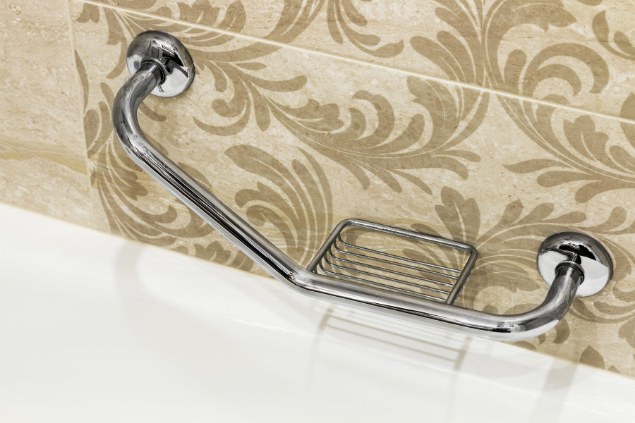 Grab handle on bathtub for assisted disabled bathing