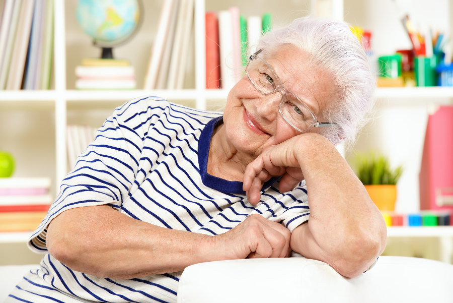 Elderly lady relaxing at home